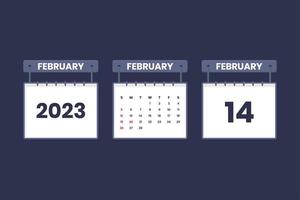 14 febbraio 2023 calendario icona per orario, appuntamento, importante Data concetto vettore