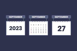27 settembre 2023 calendario icona per orario, appuntamento, importante Data concetto vettore