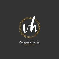 vh iniziale grafia e firma logo design con cerchio. bellissimo design manoscritto logo per moda, squadra, nozze, lusso logo. vettore