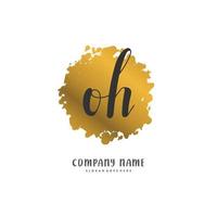 Oh iniziale grafia e firma logo design con cerchio. bellissimo design manoscritto logo per moda, squadra, nozze, lusso logo. vettore