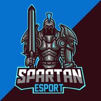 design della mascotte del logo spartano esport vettore