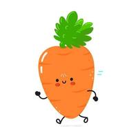 carino divertente in esecuzione carota. vettore mano disegnato cartone animato kawaii personaggio illustrazione icona. isolato su bianca sfondo. correre carota concetto