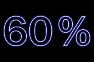 60 per cento iscrizione su un' nero sfondo. blu linea nel neon stile. vettore