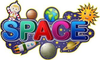 font design per parola spazio con astronauta vettore