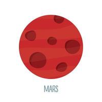 pianeta Marte su un' bianca sfondo. vettore illustrazione nel cartone animato stile per bambini. icona di pianeta