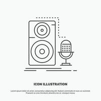 abitare. microfono. microfono. disco. suono icona. linea vettore grigio simbolo per ui e ux. sito web o mobile applicazione