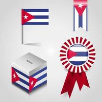 Cuba nazione bandiera posto su votazione scatola. nastro distintivo bandiera e carta geografica perno vettore