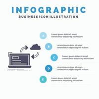 sincronizzare. in lavorazione. dati. Pannello. frecce infografica modello per sito web e presentazione. glifo grigio icona con blu Infografica stile vettore illustrazione.