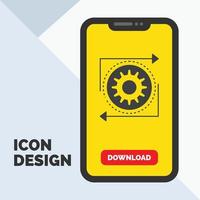 attività commerciale. Ingranaggio. gestione. operazione. processi glifo icona nel mobile per Scarica pagina. giallo sfondo vettore
