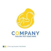 bambino. gravidanza. incinta. ostetricia. feto blu giallo attività commerciale logo modello. creativo design modello posto per slogan. vettore