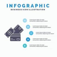 credito carta. i soldi. moneta. dollaro. portafoglio infografica modello per sito web e presentazione. glifo grigio icona con blu Infografica stile vettore illustrazione.