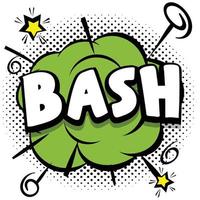 bash comico luminosa modello con discorso bolle su colorato montatura vettore