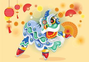 Carino Chinesse Lion Dance Vector