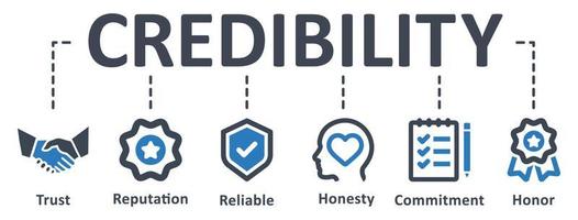 credibilità icona - vettore illustrazione . credibilità, integrità, fiducia, affidabile, impegno, considerare, reputazione, infografica, modello, presentazione, concetto, striscione, pittogramma, icona impostare, icone .