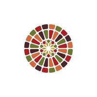 tradizionale asiatico colorato motivo floreale tessere di mosaico in vetro colorato logo design ispirazione vettore