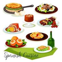 spagnolo cucina icona design con carne e frutti di mare vettore