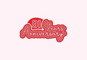 91 anni anniversario logo e etichetta design vettore