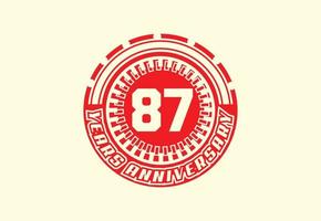 87 anni anniversario logo e etichetta design vettore