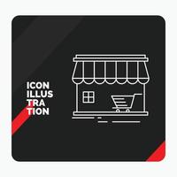 rosso e nero creativo presentazione sfondo per negozio. negozio. mercato. costruzione. shopping linea icona vettore