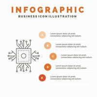 patata fritta. processore. microchip. processore. tecnologia infografica modello per sito web e presentazione. linea grigio icona con arancia Infografica stile vettore illustrazione