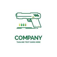 pistola. pistola. pistola. tiratore. arma piatto attività commerciale logo modello. creativo verde marca nome design. vettore