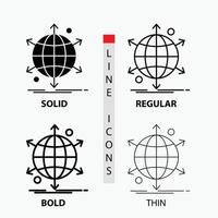 attività commerciale. internazionale. rete. Rete. ragnatela icona nel sottile. regolare. grassetto linea e glifo stile. vettore illustrazione