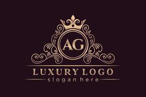 ag iniziale lettera oro calligrafico femminile floreale mano disegnato araldico monogramma antico Vintage ▾ stile lusso logo design premio vettore