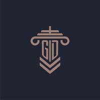gd iniziale monogramma logo con pilastro design per legge azienda vettore Immagine
