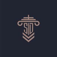 sd iniziale monogramma logo con pilastro design per legge azienda vettore Immagine