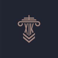 xk iniziale monogramma logo con pilastro design per legge azienda vettore Immagine