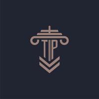 tp iniziale monogramma logo con pilastro design per legge azienda vettore Immagine