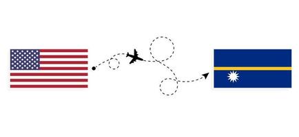 volo e viaggio a partire dal Stati Uniti d'America per nauru di passeggeri aereo viaggio concetto vettore