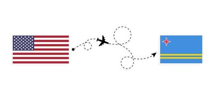 volo e viaggio a partire dal Stati Uniti d'America per aruba di passeggeri aereo viaggio concetto vettore