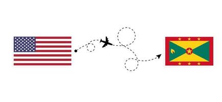 volo e viaggio a partire dal Stati Uniti d'America per grenada di passeggeri aereo viaggio concetto vettore