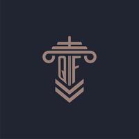 qf iniziale monogramma logo con pilastro design per legge azienda vettore Immagine