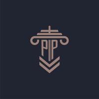 pp iniziale monogramma logo con pilastro design per legge azienda vettore Immagine