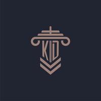 kd iniziale monogramma logo con pilastro design per legge azienda vettore Immagine