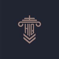 hq iniziale monogramma logo con pilastro design per legge azienda vettore Immagine