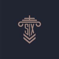 sx iniziale monogramma logo con pilastro design per legge azienda vettore Immagine