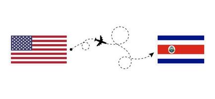 volo e viaggio dagli Stati Uniti al Costa Rica con il concetto di viaggio in aereo passeggeri vettore