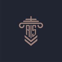 rs iniziale monogramma logo con pilastro design per legge azienda vettore Immagine