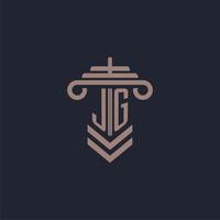 jg iniziale monogramma logo con pilastro design per legge azienda vettore Immagine