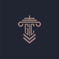 gc iniziale monogramma logo con pilastro design per legge azienda vettore Immagine