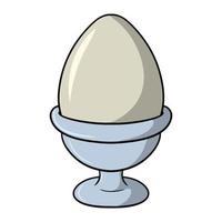 bollito pollo uovo su un' argento In piedi, vettore illustrazione nel cartone animato stile su un' bianca sfondo