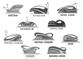 vettore icone di calcio arena o sport stadio