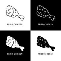 fritte pollo logo. cibo e bevanda illustrazione. bacchetta del tamburo pollo Fast food icona simbolo vettore