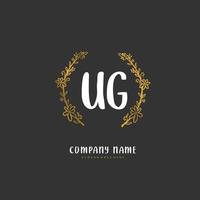 ug iniziale grafia e firma logo design con cerchio. bellissimo design manoscritto logo per moda, squadra, nozze, lusso logo. vettore