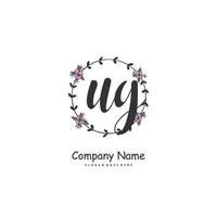 ug iniziale grafia e firma logo design con cerchio. bellissimo design manoscritto logo per moda, squadra, nozze, lusso logo. vettore