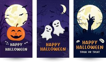 Halloween storie collezione nel un' piatto stile, sociale media modello con tradizionale simboli vettore