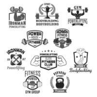 bodybuilding Palestra o powerlifting club vettore icone